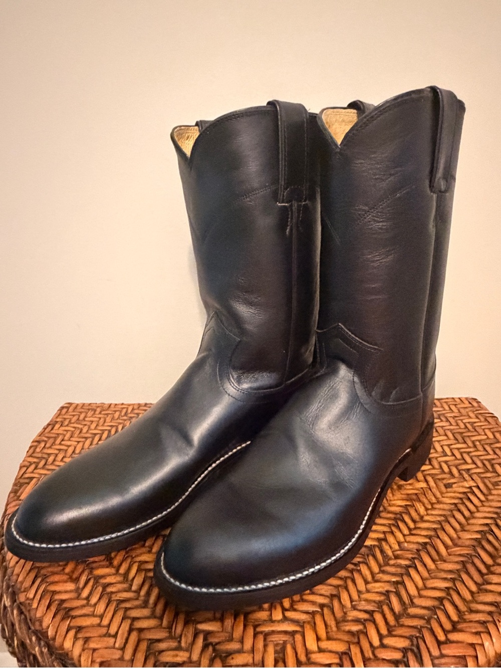 Justin Boots Black Leather Men's Western Cowtown Boots